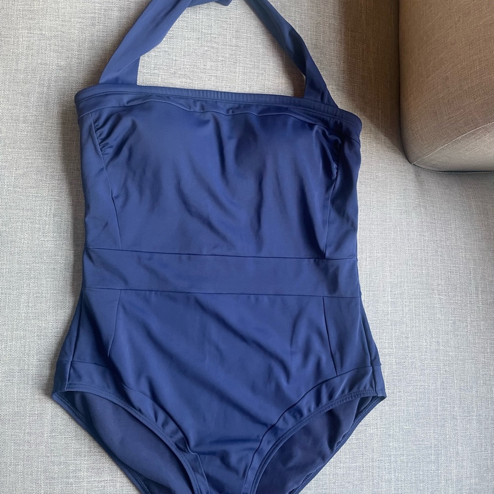 Boden Navy Halter One-Piece Swimsuit